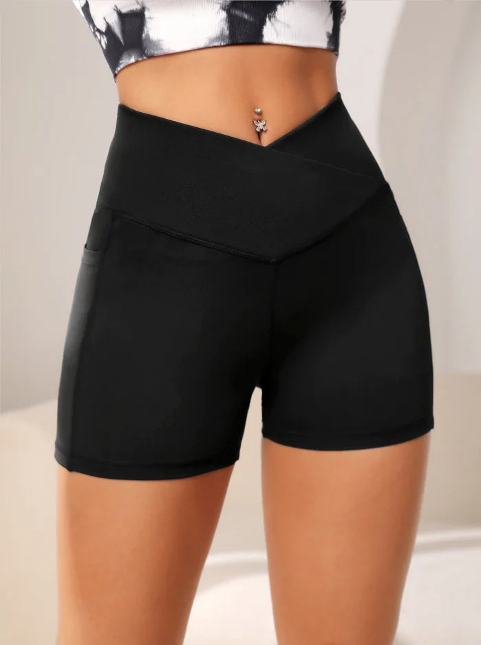 High-Waist Yoga Biker Shorts - Only Vibes