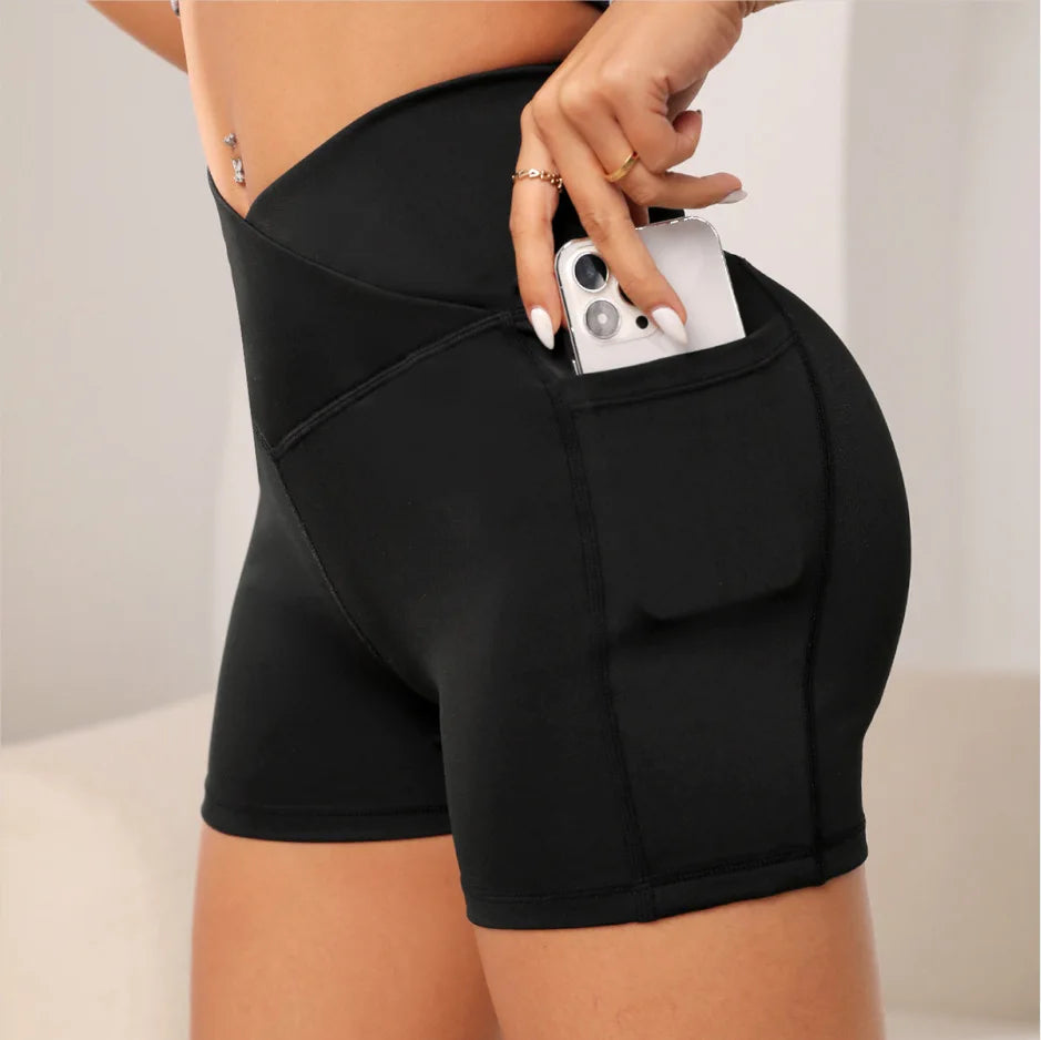 High-Waist Yoga Biker Shorts - Only Vibes