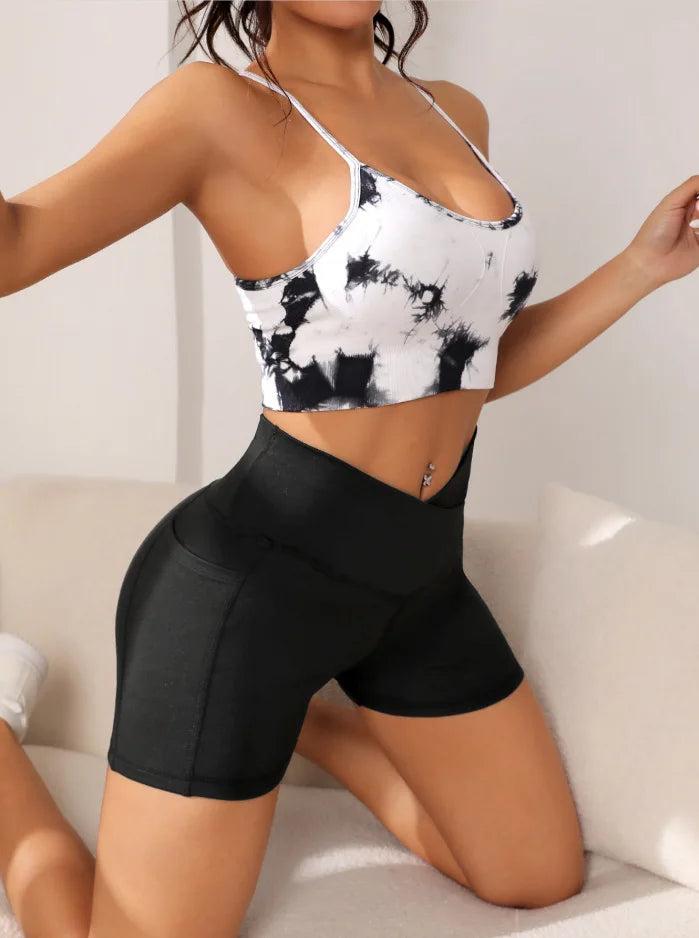 High-Waist Yoga Biker Shorts - Only Vibes