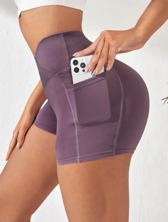 High-Waist Yoga Biker Shorts - Only Vibes