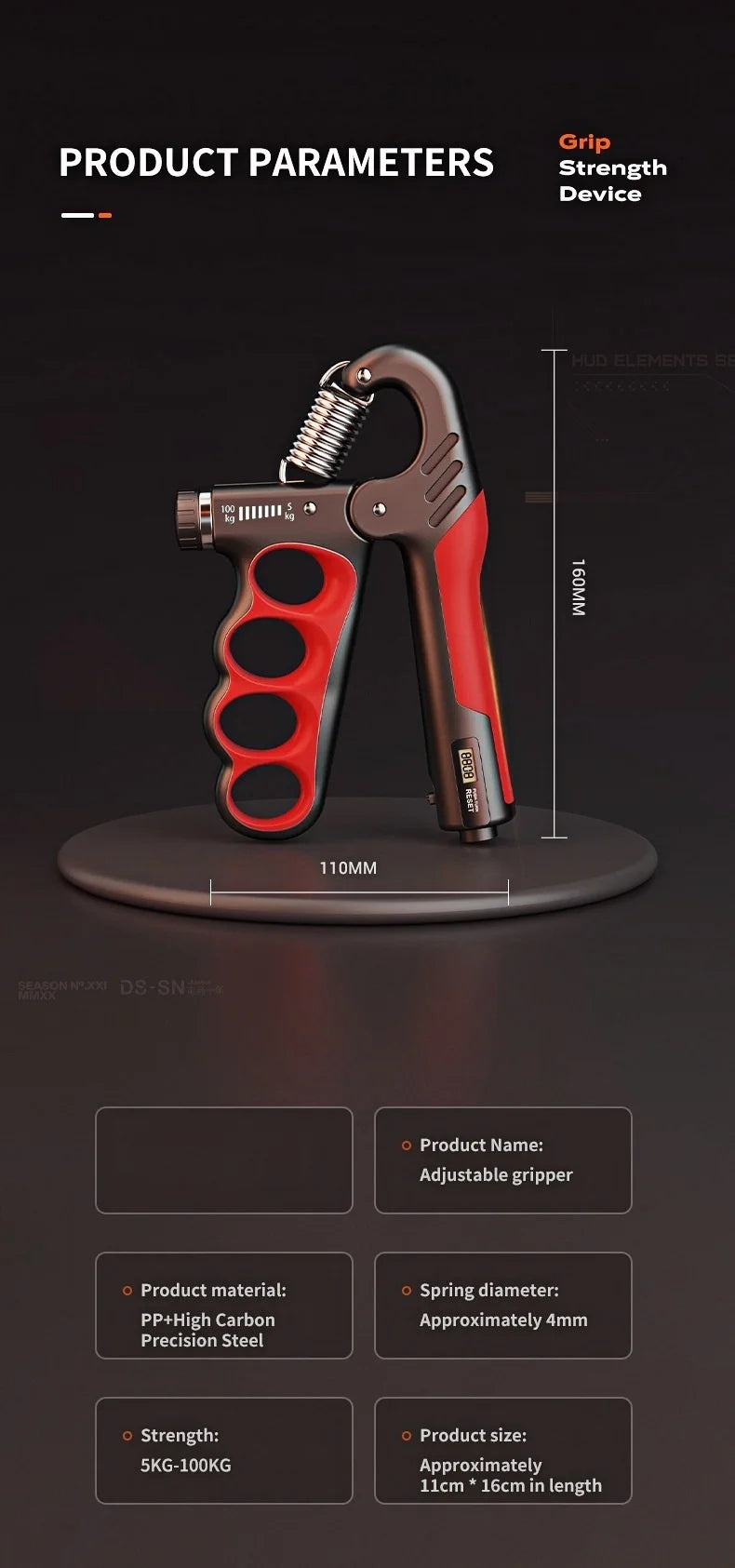 Adjustable Hand Grip Strengthener (5-100kg) - Only Vibes