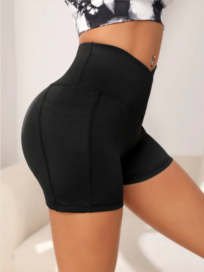 High-Waist Yoga Biker Shorts - Only Vibes