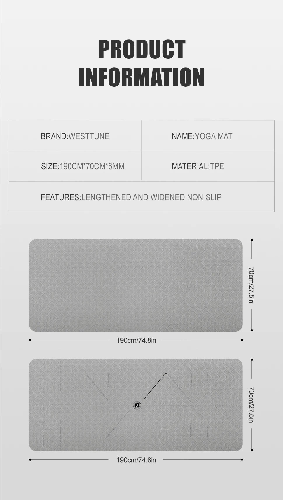 Non-Slip TPE Yoga Mat (190CM) - Only Vibes